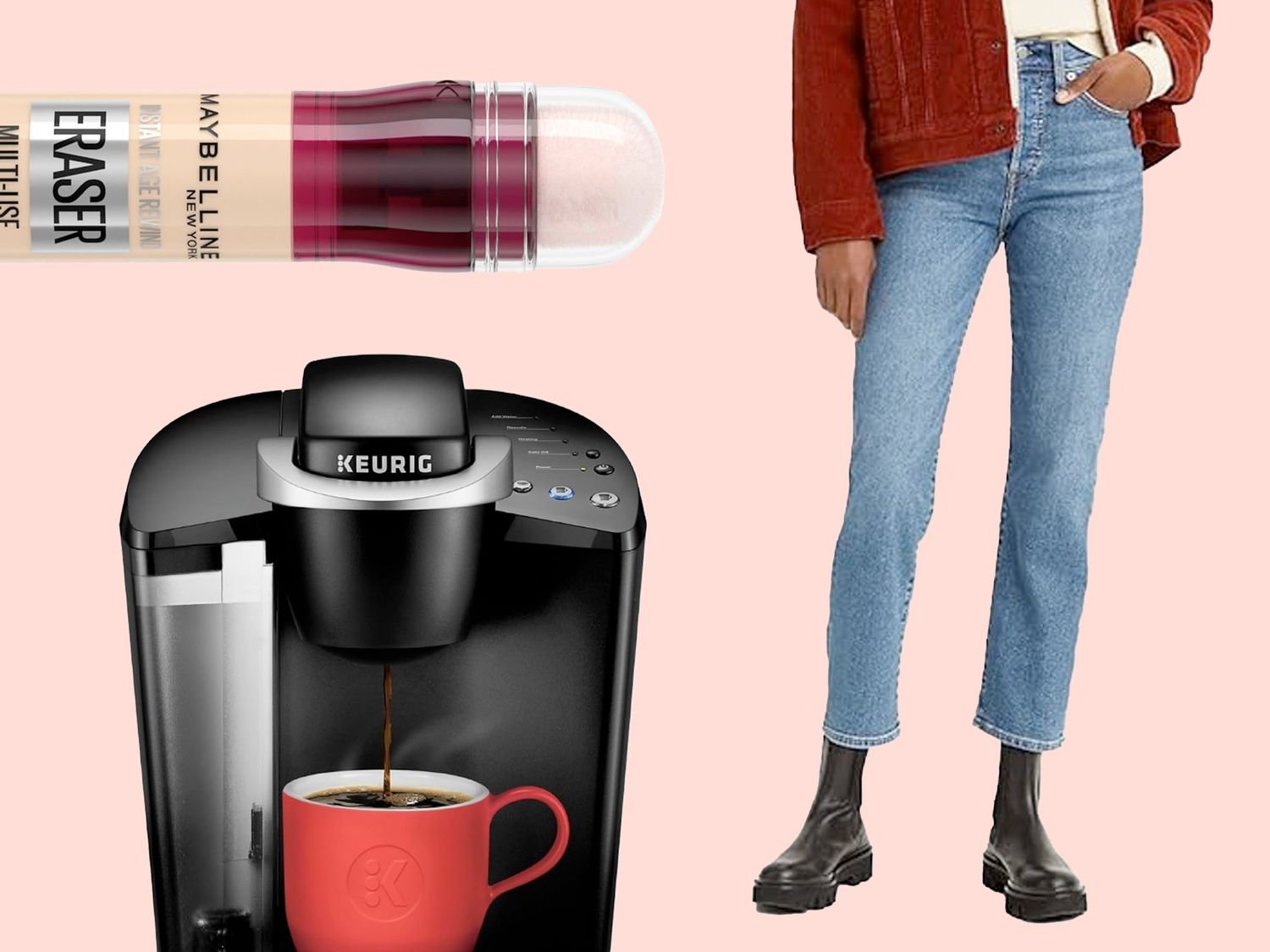 Maybelline Foundation, Keurig Machine, and Levi Jeans