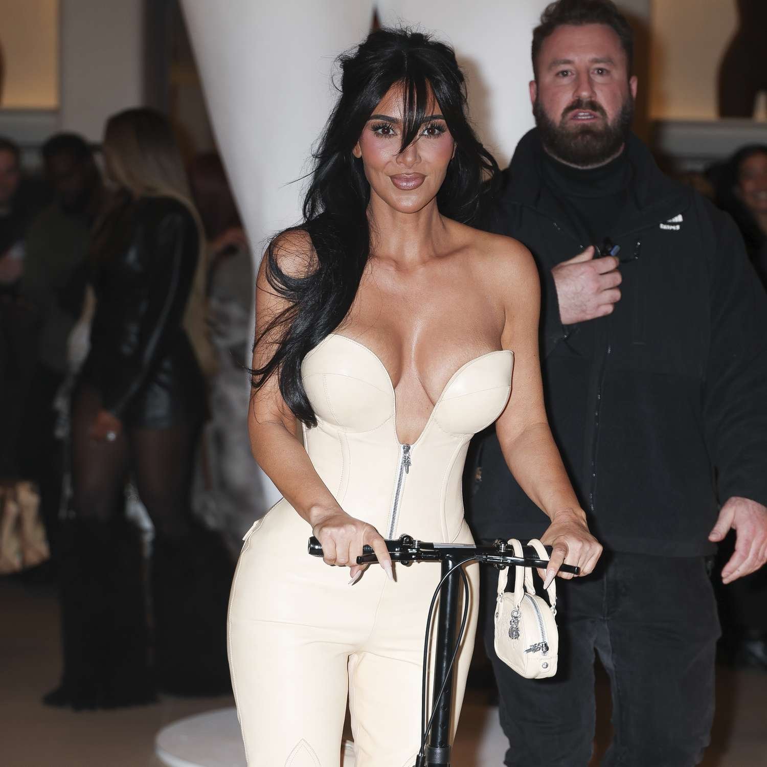 Kim Kardashian bangs at SKIMs NYC store opening