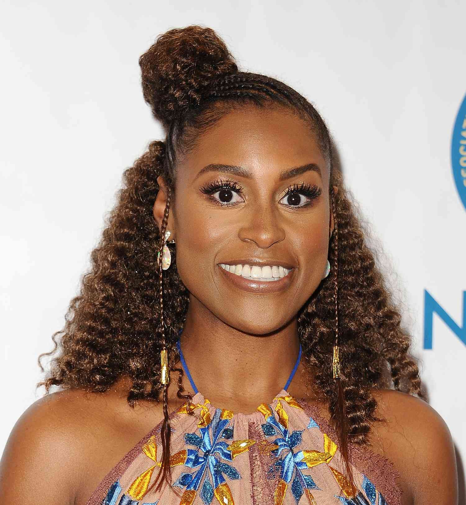 Issa Rae Half Up, Half Down Hairstyles for blackness Hair
