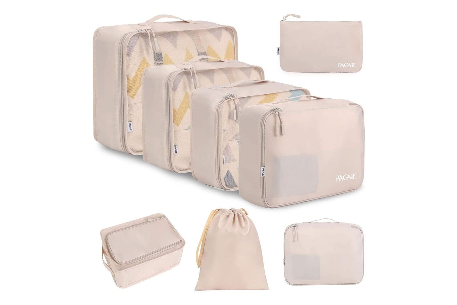 BAGAIL octad set wadding Cubes baggage packing material arranger for Travel Accessories-Cream