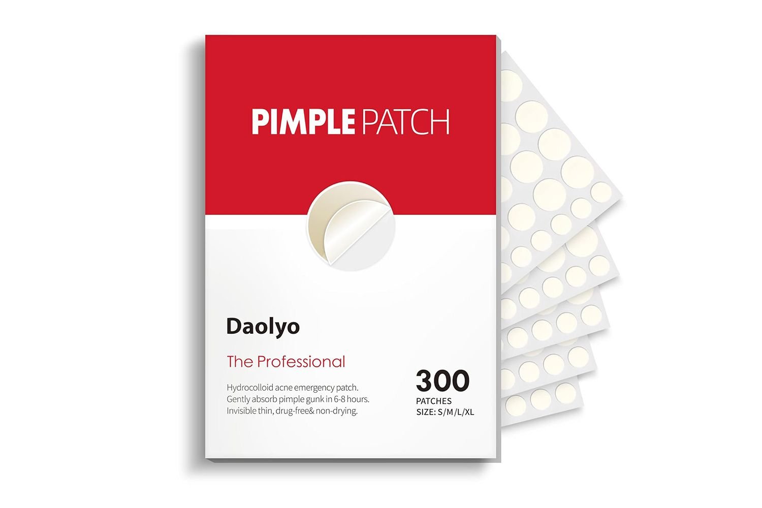 Daolyo pimple Patches for Face, 4 Size 300 count Acne Patches, Hydrocolloid Patches