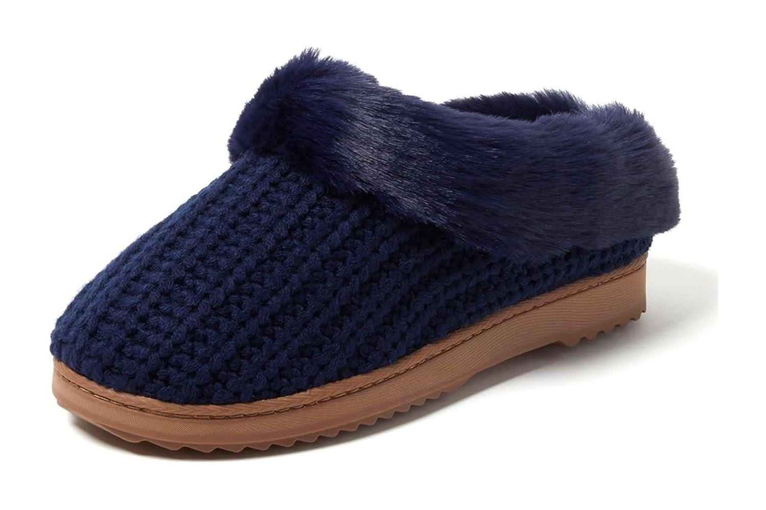 Dearfoams Fuzzy Fluffy Memory Foam Slipper - Hannah Knit Clog house shoe House Slipper