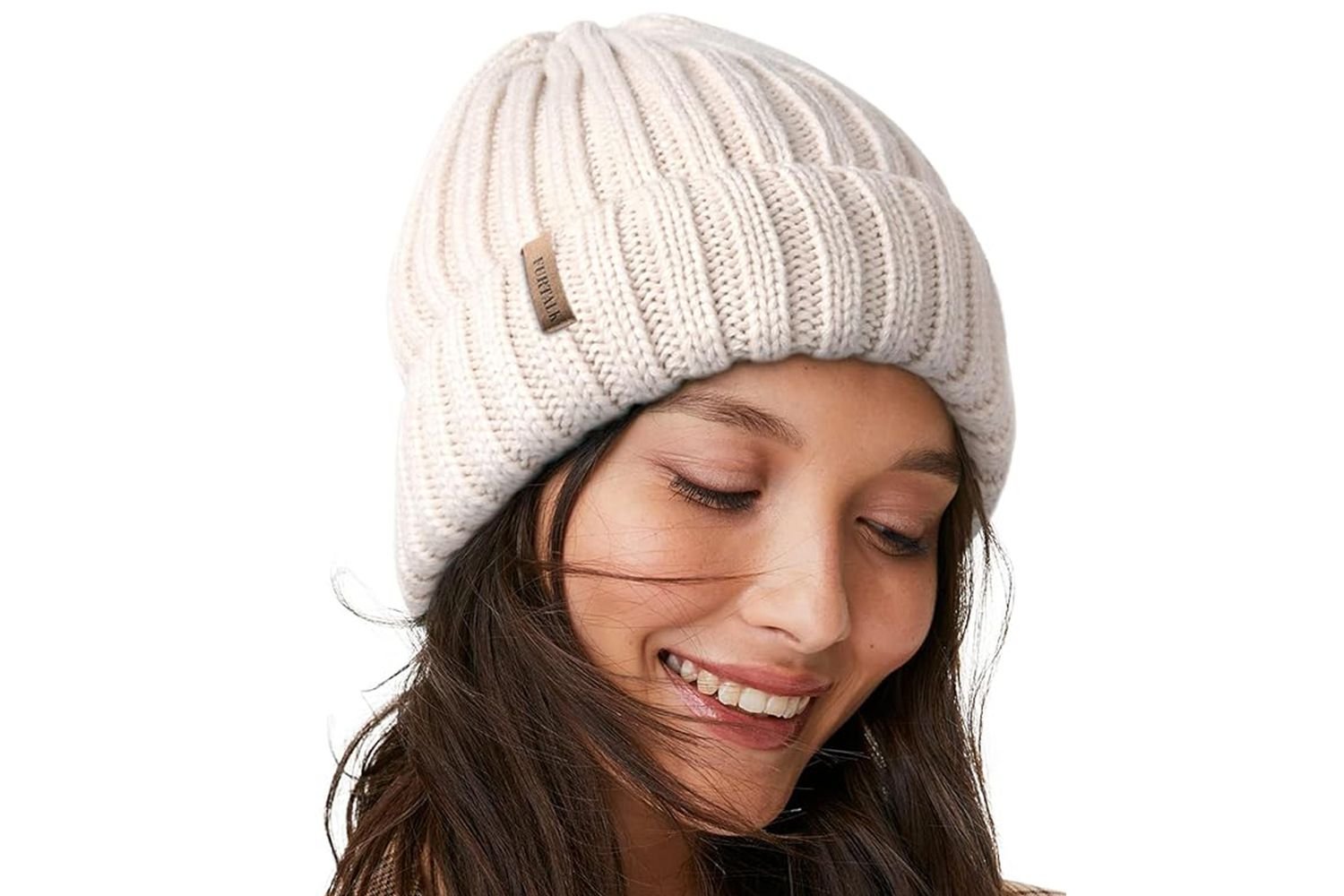FURTALK wintertime hat for adult female Fleece Lined beany Knit Chunky