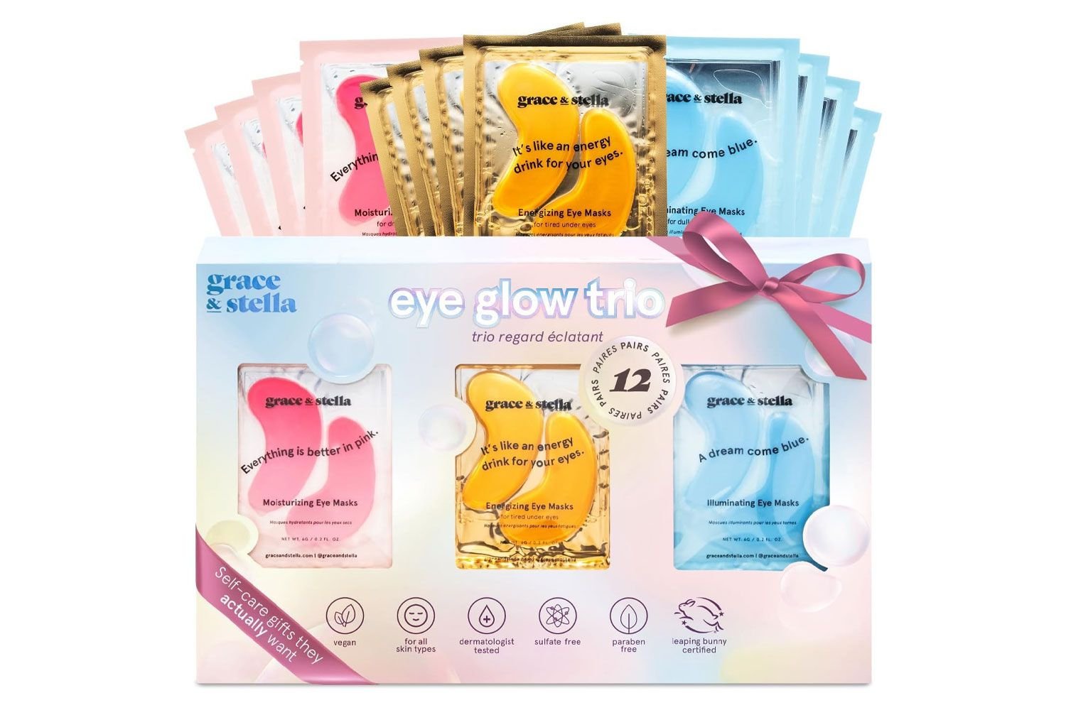 Grace & Frank Philip Stella Under eye Patches, Christmastime Gifts for woman (12 Pairs) Christmas Gifts for Mom, oculus spot for bouffant eyes and Dark Circles, vegan Eye Mask, birthday Gifts for Women, stocking Stuffers