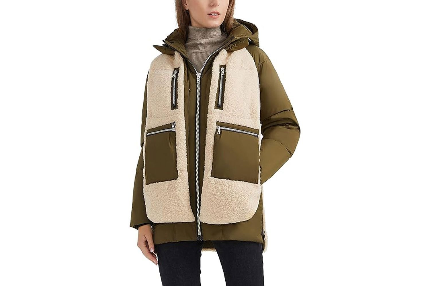 Amazon Orolay Women's Thickened winter Down Coat Windproof Hooded Puffer jacket with sextuplet Pockets