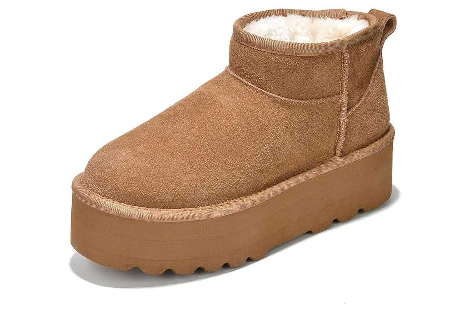 Project cloud 100% echt Suede leather Ankle boot for woman - pelt boot Memory foam Insole Womens Boots - Anti-Slip Mini platform Boots - Lightweight winter boot for woman - snowfall boot (Huggy)