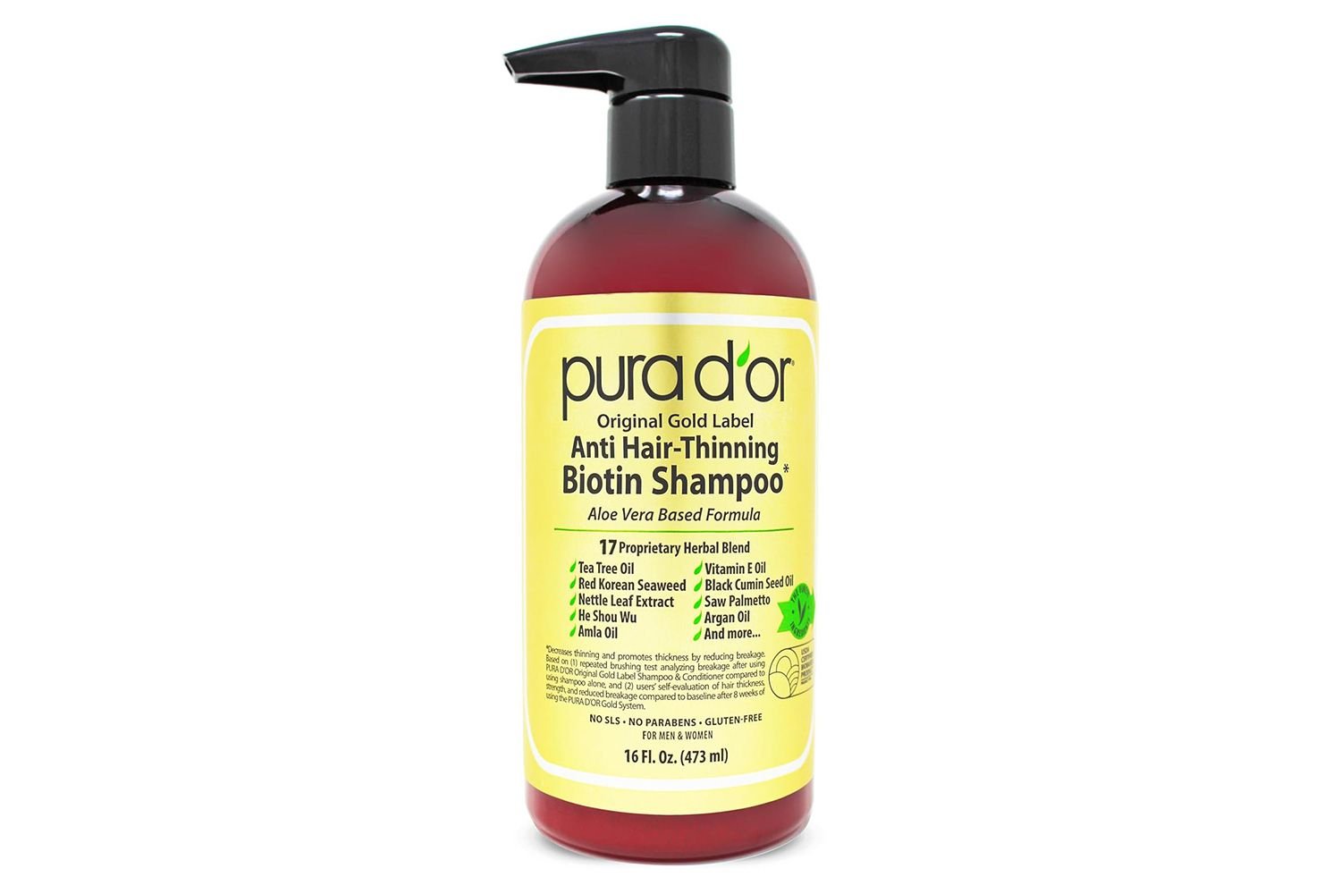 PURA D'OR XVI Oz master Gold Label Anti-Thinning Biotin Shampoo natural Earthy Scent, CL